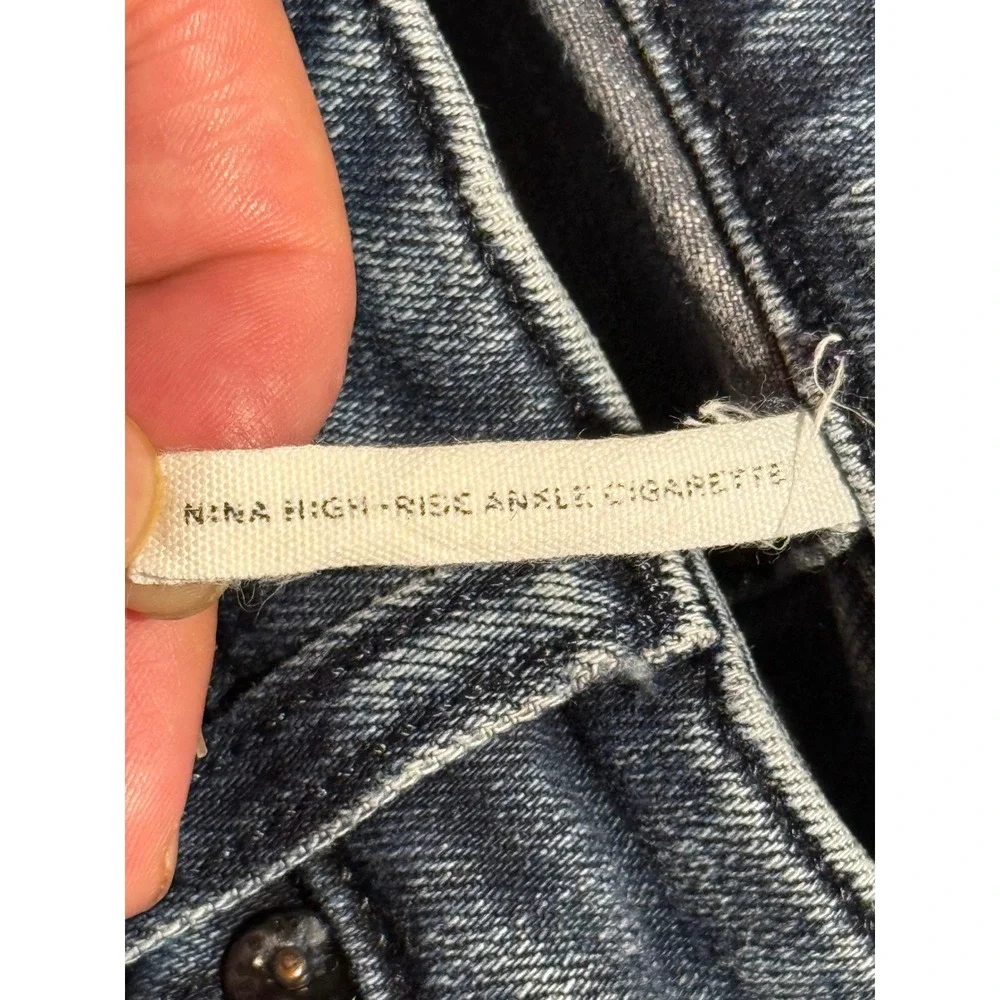 Rag & Bone Nina High Rise Ankle Cigarette Jeans Blue W34 WCP20H2047K1ZY